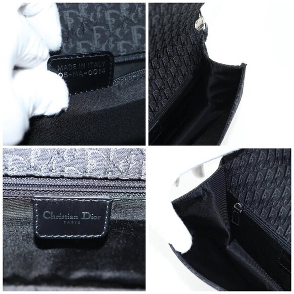 Christian Dior Trotter Canvas Shoulder Bag Black Silver Auth hk2968V - Picture 15 of 16